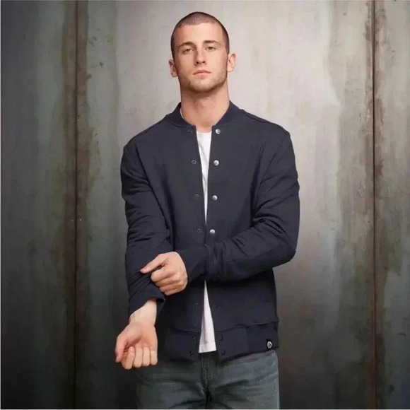 American Giant men’s Baseball Jacket Snap Front Heavyweight Fleece Black Sz la… - Picture 6 of 6